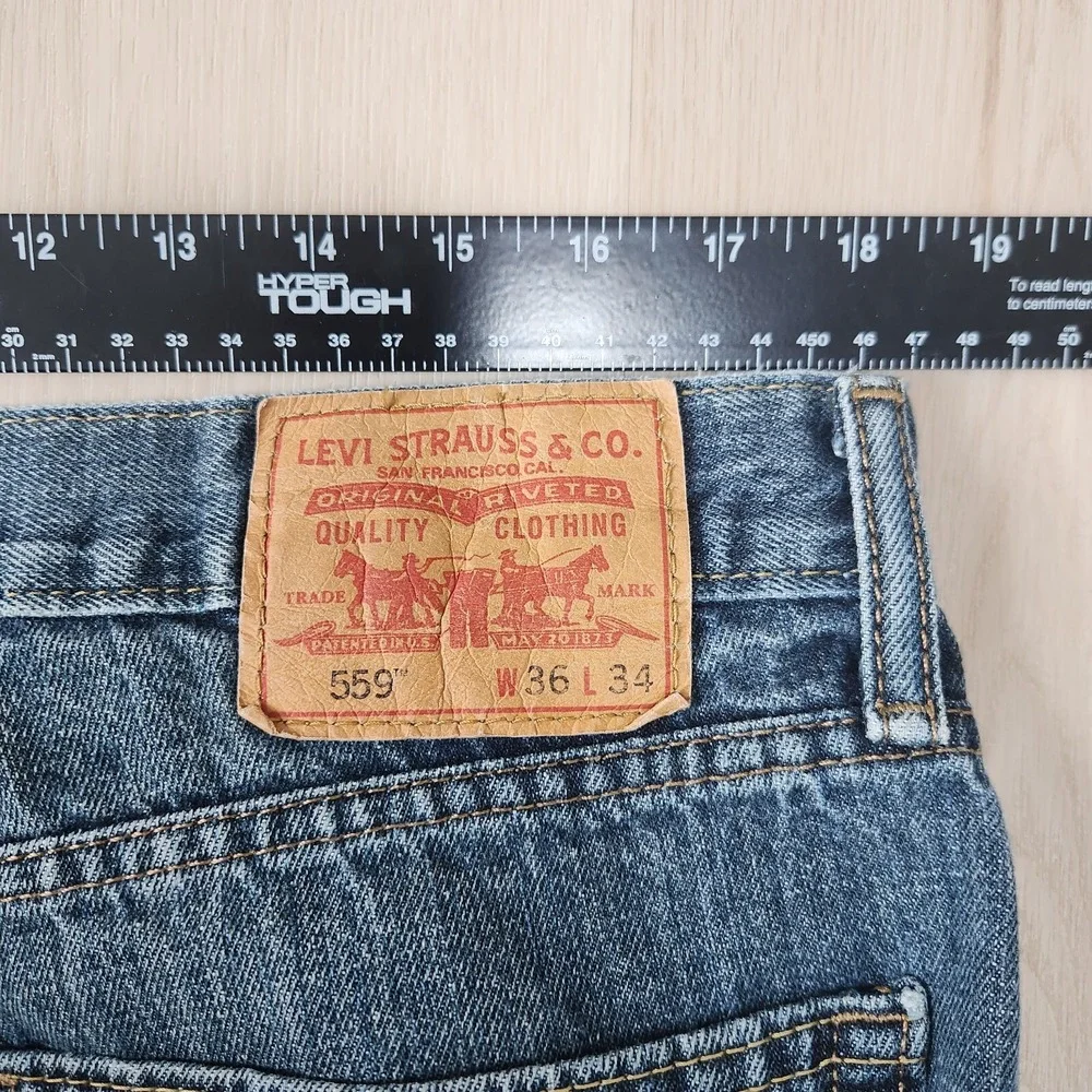 Levis 559‎ Jeans 36x34 Relaxed Straight Leg Denim Pants 5 Pocket Fits 36x32